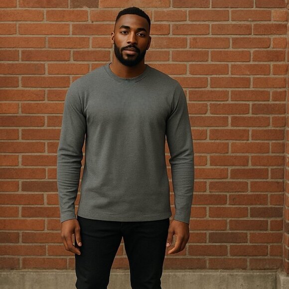 Level Ten Men’s Long Sleeve T-Shirt Sz Small NEW Charcoal Gray Casual Basic Tee - Picture 1 of 12
